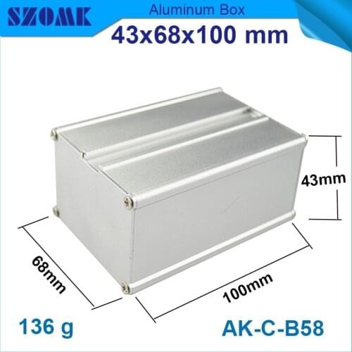 1 piece aluminum enclosures 43x68x100 mm in silver color aluminum control protect case boxes use for pcb box