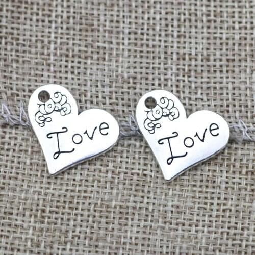10 Pieces 20x21mm Antique Silver Color Heart Charms Keychain Bracelet For DIY Jewelry Making