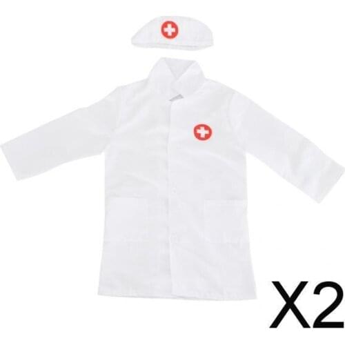 2xKids Lab Coat Uniforms Scientist Doctor / Nurse Role Play Costume White
