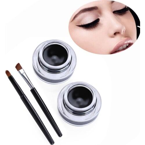 4pcs/set Black Waterproof Eyeliner Shadow Eye Liner Gel Makeup Cosmetic With Eyeliner Brush