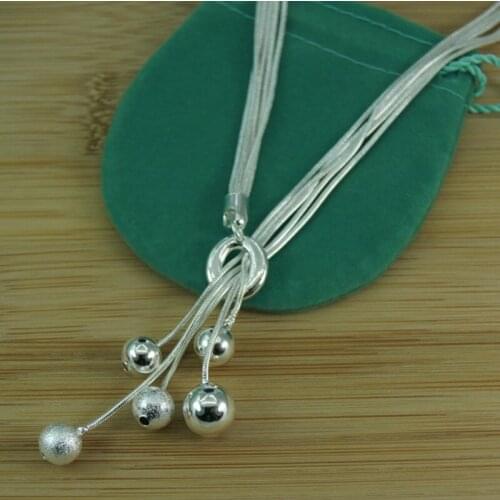 BABYLLNT 925 Sterling Silver Five Snake Chain Frosted Smooth Bead Ball Necklace For Women Wedding Engagement Fashion Jewelry Gif