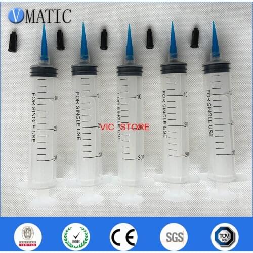 Free Shipping Non Sterilized 6 Pcs Liquid Plastic Syringes 30Ml/Cc + 22 Gauge Glue Dispensing Needle And Syringe Stopper