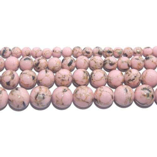Wholesale Pink Synthesis Turquoises Stone Round Loose Beads 6 8 10 12 MM Pick Size For Jewelry Making DIY Bracelet Necklace
