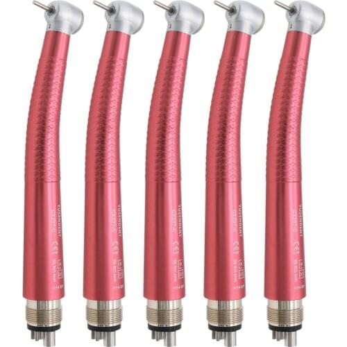 COXO Dental Colorful High Speed Ceramic Bearing Standard Head Handpiece M4 4 Holes 5 Pcs Red