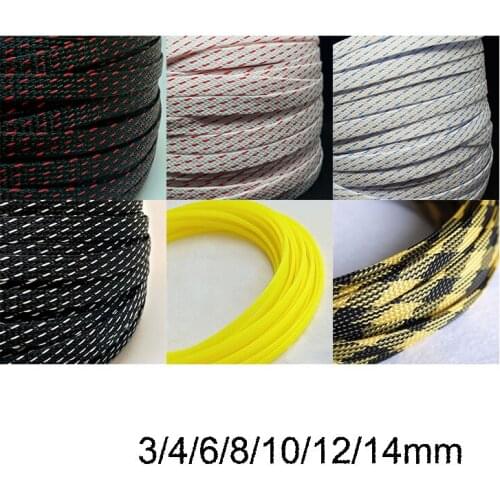 10M 3/4/6/8/10/12mm colour Cable Sleeve Wire Protection PET Cable Sleeves wire cable Braided PET Sleeve