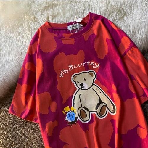 Printing T-shirt Summer Short-Sleeved Round Neck Mens Fashion Loose Cotton All-match Style INS Lovers Student BF