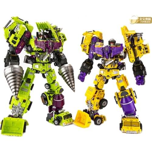 JINBAO Best Price Oversized Devastator 6pcs Full Set Engineering Green/ Yellow Robot Action Figure Toys Upgrade Kits