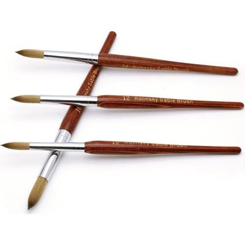 Size 8/10/12/14/16/18/20/22/24 Kolinsky Acrylic Nail Brush Art Brush Professional Wooden Brush Salon Nail Art Manicure Tool