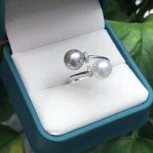 TWO PEARL 925 Sterling Silver Adjustable Ring Settings Findings Mountings Parts for Pearl Corals Jade Beads Stones Crystal