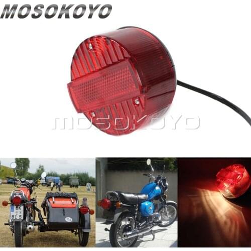 Round Motorcycle Taillights Red Tail Brake Light for MZ ETZ SUZUKI TS 125 150 250 Simson SR50 SR51