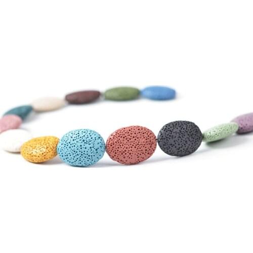 Big Natural Volcano Lava Stone Flat Oval 26x19mm 32x24mm Loose Crafts Beads lot for Jewelry Making DIY Earring Findings