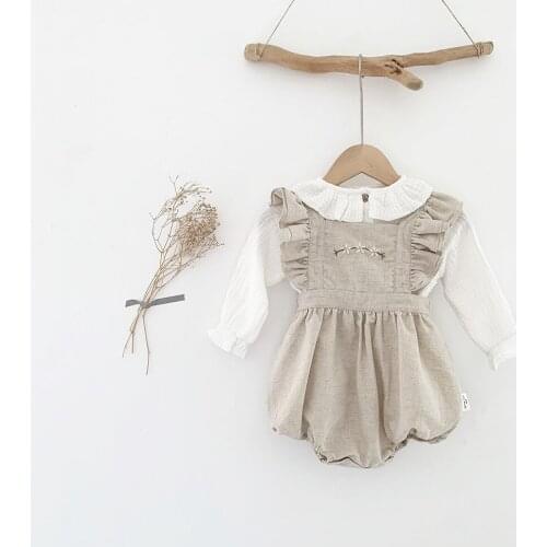 Summer Toddler Girl Fashion Romper Set Sweet Korean Style Ruffle Flying Sleeve Floral Bodysuit Jumpsuit Overall Party Clothes