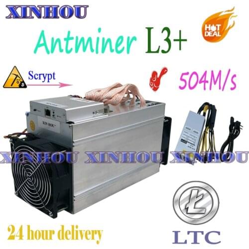 LTC miner Antminer L3+ 504M 800W Scrypt Asic miner with 1800W PSU Better than S9 T15 S15 DR5 D5 Z9 Innosilicon A4 Whatsminer M3X