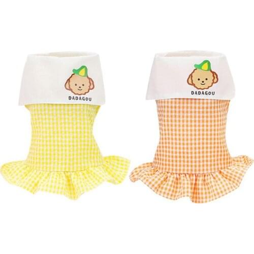 Cute Dog Dresses For Small Dogs Clothes Plaid Cartoon Print Navy Collar Dress Skirt Puppy Chihuahua Apparel Clothing For Cat