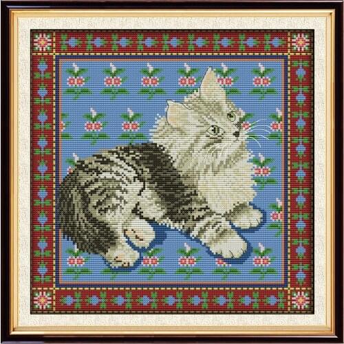 Persian cat cross stitch kit cute animal aida 11ST 14ct Pattern printed DMC embroidery handmade needlework craft supplies