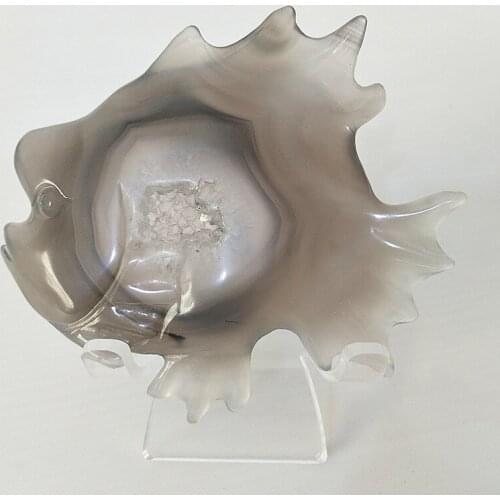 Natural agate stone crystal sculpture rich fish sculpture home decoration stone and crystal perfect combination