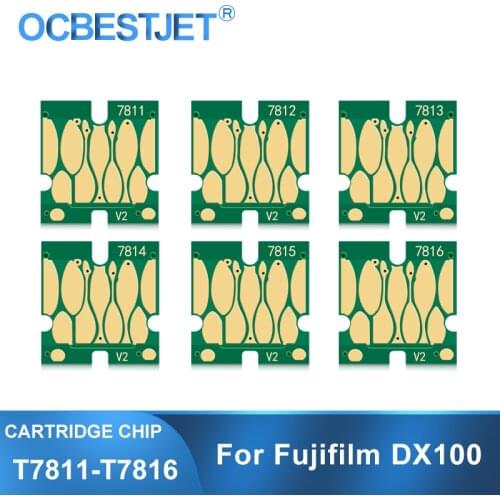6Colors/Set New Upgrade T7811-T7816 Ink Cartridge Chip For Fujifilm Frontier-S DX100 Fuji DX100 Printer T7811 Cartridge Chips
