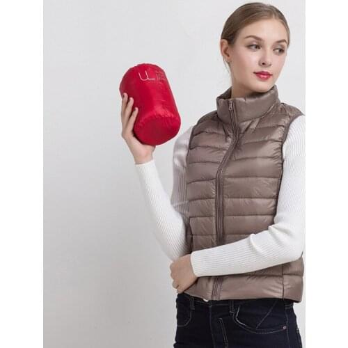 2021 New Women Vests Winter Ultra Light White Duck Down Vest Female Slim Sleeveless Jacket Womens Windproof Warm Waistcoat