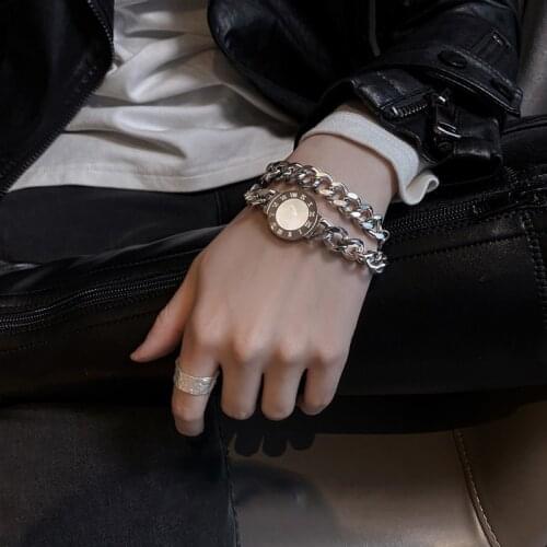 New Designer Charms Stainless Steel Cuban Chain Women Necklace Roman Numerals Bracelet Man Mother-of-pearl Double Side Jewelry