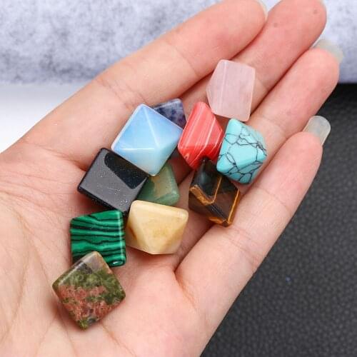 New Mini Natural Stone Pyramid Gemstone Healing Stone White Crystal Ornament Blue Point Jade Green Aventurine Statue Home Decor