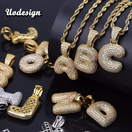 A-Z Custom Letter Bubble Letters Necklaces & Pendant Charm For Men Women Gold Silver Color Hip Hop Jewelry Gifts for Friend