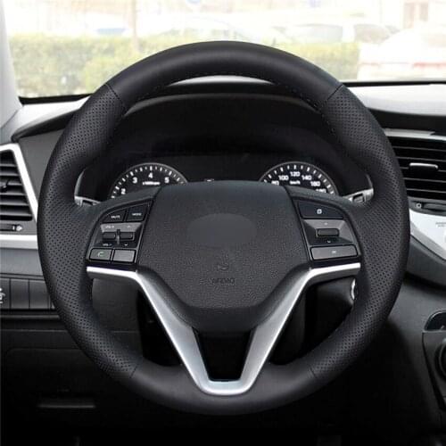 DIY Anti-Slip Wear-Resistant Steering Wheel Cover For Hyundai Tucson 2015 - 2020 Car Interior Decoration