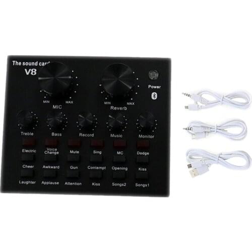 V8 USB 5.0 Audio Sound Card USB External Headphone Microphone Webcast Live Sound Card V​​8 Sound Card