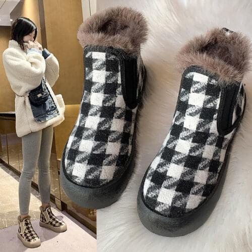 Snow Cotton Boots Womens Winter 2021 New Korean Students Wild Plus Velvet Thick Warm Thick-soled Cotton Shoes Ankle Boots
