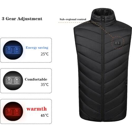 9/11 Areas USB Heating Vest Men/women Plus Size S-6XL Heating Jacket Smart Control Temperature Electric Outerwear Fashion Coat