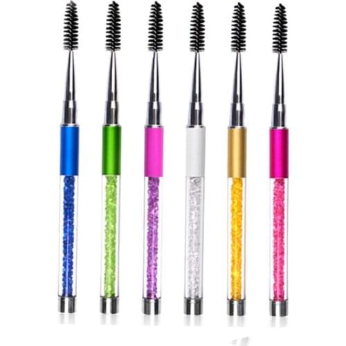 1PC Rhinestone Acrylic Nail Makeup Tools Eyelash Brush Comb Spiral Eyelash Curler Eyelash Applicator Makeup Pen Brush