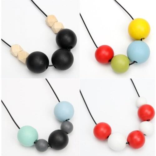 1PC New Bohemia Colorful Unique Wood Beads Exaggerated Necklace For Women Statement Necklace Jewelry Accessories Dropshipping