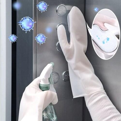 2Pcs Household Dishwashing Gloves Rubber Waterproof Gloves Silicone Gloves Kitchen Accessories Household Cleaning Tools