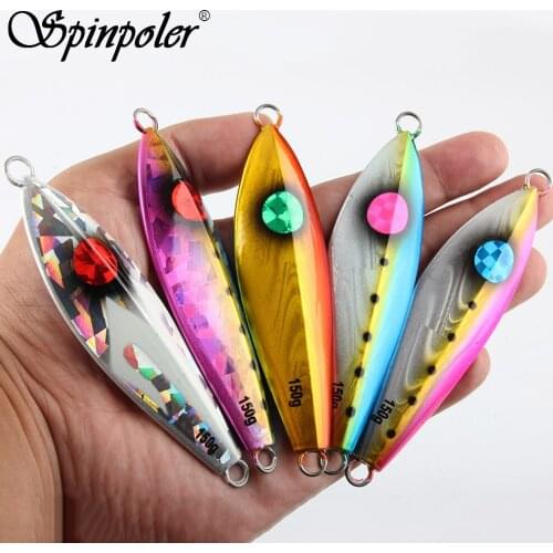 2021 New Spinpoler Slow Metal Jigs 2pcs/Lot 120g 150g 200g Cast Shore Fishing Jigging Lures Deep Sea Saltwater