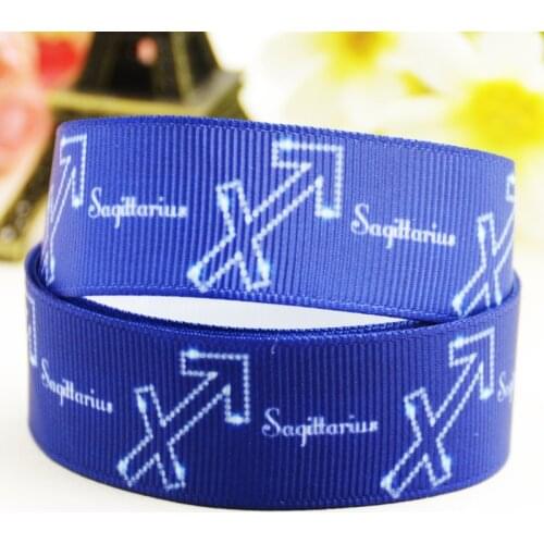 22mm 25mm 38mm 75mm Ruban satin Sagittarius Zodiac printed Grosgrain Ribbon Hair Accessories party decoration 10 Yards X-02569