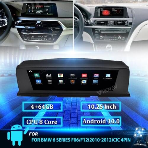 10.25" Android 10.0 Car DVD Multimedia Player For BMW 6 Series F06/F12 2010-2012 CIC 4PIN GPS Navigation IPS Touch Screen