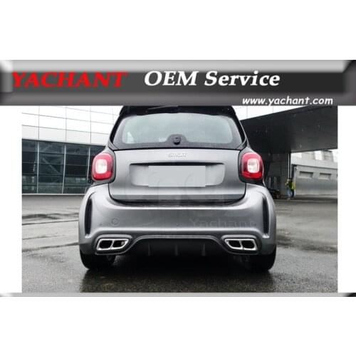 Portion Carbon Fiber Rear Bumper Fit For 15-17 Smart Fortwo C453 Forfour W453 AMG Style FRP Fiber Glass Bumper Carbon Diffuser