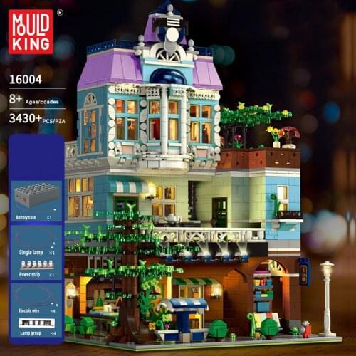Kids Educational DIY Toys MOC Streetview The Coffee Corner With LED Light Model Building Blocks Assembly Bricks Christmas Gifts