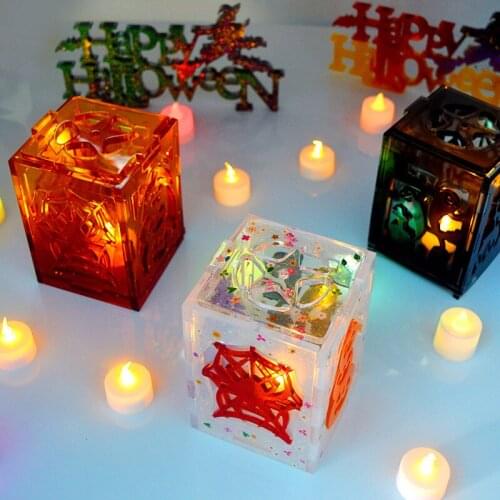 DIY Halloween Lantern Silicone Mould Witch Spider Ghost Pumpkin Lantern Epoxy Resin Mold Halloween Party Decor Jewelry Making