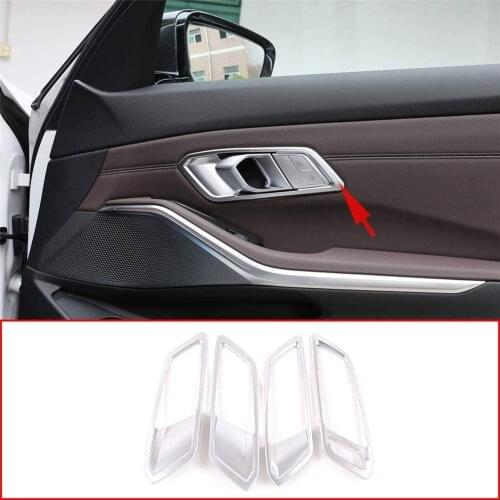 For BMW 3 Series G20 G28 325 2019 2020(only For Left Hand Drive), ABS Plastic Interior Door Handle Frame Cover Trim Silver