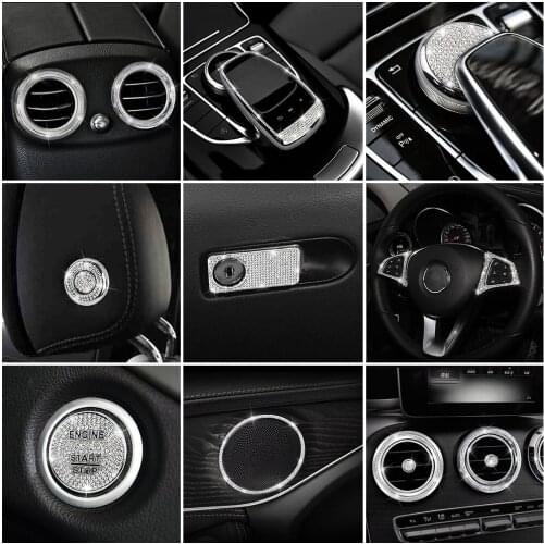 For Mercedes Benz GLC 2015-2019 Central Console Decoration Refit Crystal Diamond Ring Trim Interior Mouldings Decal
