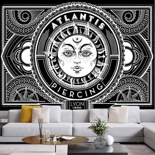 Sun Indian Mandala Tapestry Wall Hanging Boho Decor Macrame Hippie Witchcraft Tarot Tapestry Wall Fabric Large Tapestries