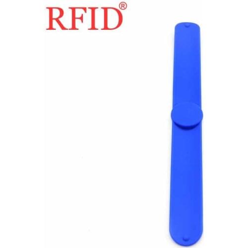 ID 125KHz EM4100 TK4100 Spring Read-Only Wristband Keyfob RFID Waterproof Silicone Band Bracelet Access Control Card Blue 1pcs