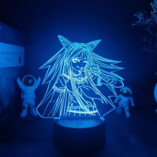 Danganronpa Ibuki Mioda Upward Lighting Acrylic 3D Lamp Game Room Decor Nightlight Cute Anime Light RGB Flashing USB Powered