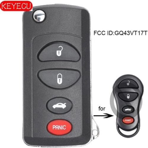 KEYECU Modified Flip Remote Car Key FOB 2+1B / 3+1B for Chrysler Dodge FCC ID:GQ43VT17T