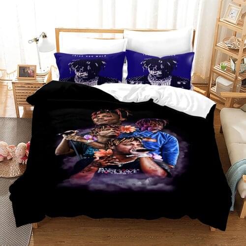 Juice Wrld Bedding Set Single Twin Full Queen King Size Stars Juice Wrld Bed Set Childrens Kid Bedroom Duvetcover Sets 3D 005