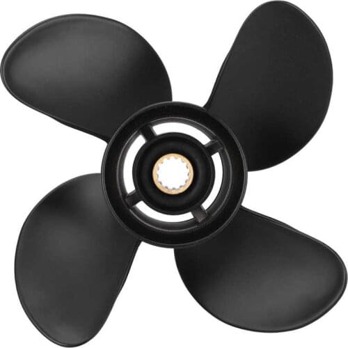 Outboard Engine Propeller 10.4x12 RH Outboard Engine Propeller 4 Blades Spline Boat Marine Fit for Suzuki 35‑65HP