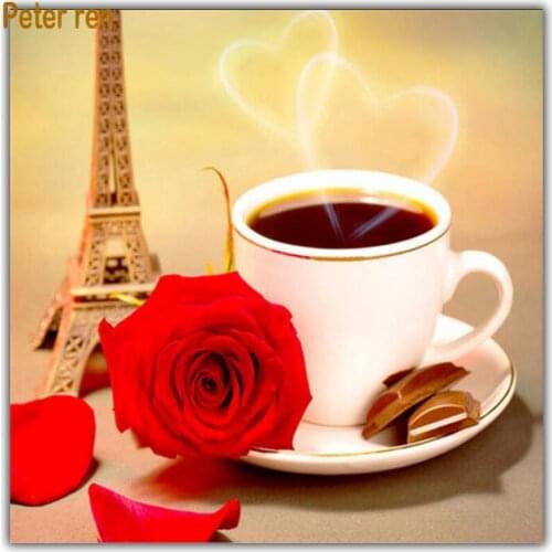 Peter ren Diy Diamond painting cross stitch Fruit tray 3d round\square diamond mosaic Full embroidery home decor Tower Rose Tea