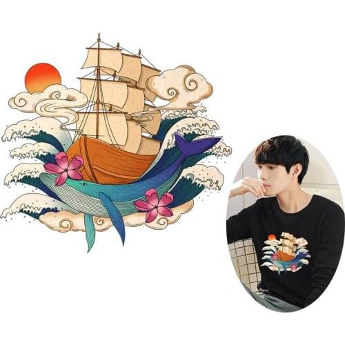 DIY Whale Sticker Iron On Transfer For Clothing Animal Badges Clothes Spring Patch Jeans Washable Decoration Heat Transfer Patch