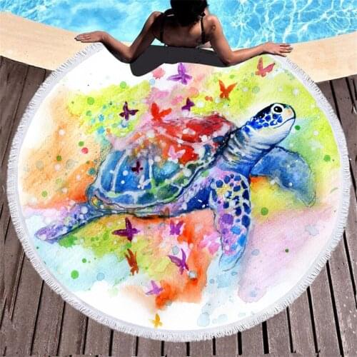 New Deep-sea Tortoise Multicolored Ultrafine Fiber Circular Diameter 150cm Fast Dry Water Absorbent Sport Surf Bath Towels