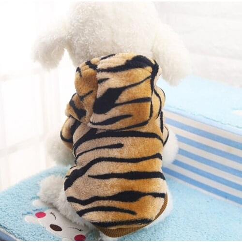 Autumn & Winter Warm Pet Dog Clothes Flannel Button Tiger Outfit Pet Jumpsuits Dog Jacket For Small Dogs Puppy Clothes